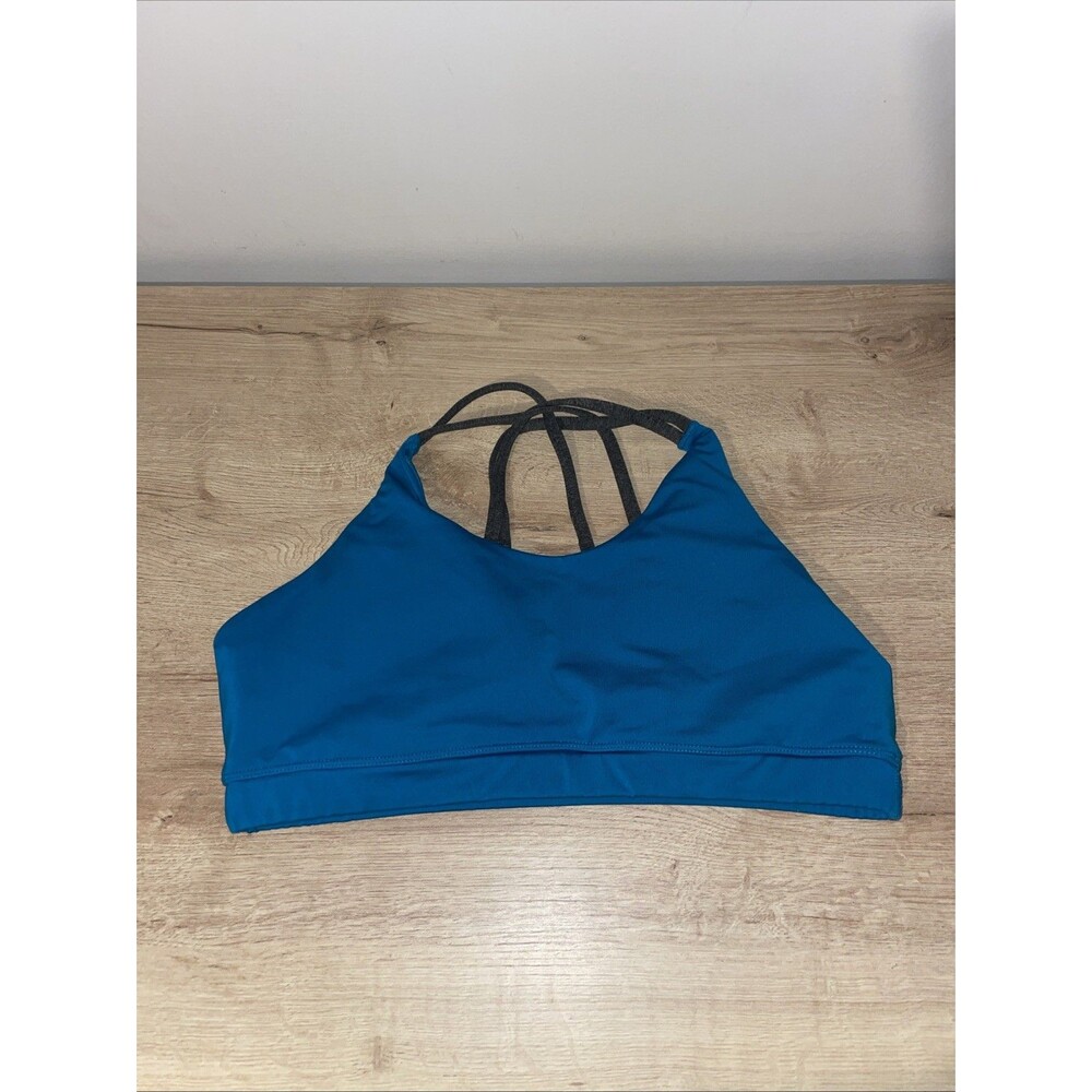 Asics Sports Bra Teal Strappy Cross Back Yoga Gym Pilates Sporty Chic
